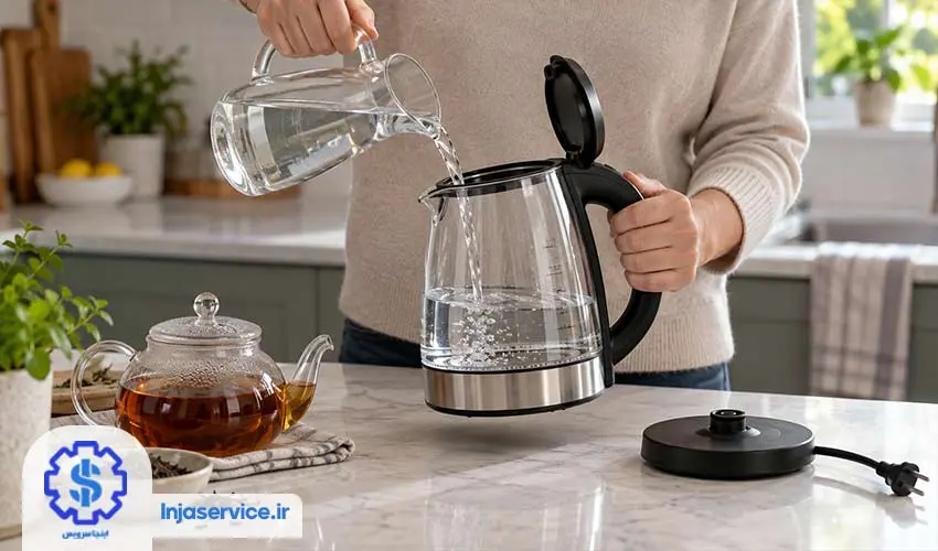پرکردن کتری خارج از پایه برای نگهداری درست از چایساز فلر